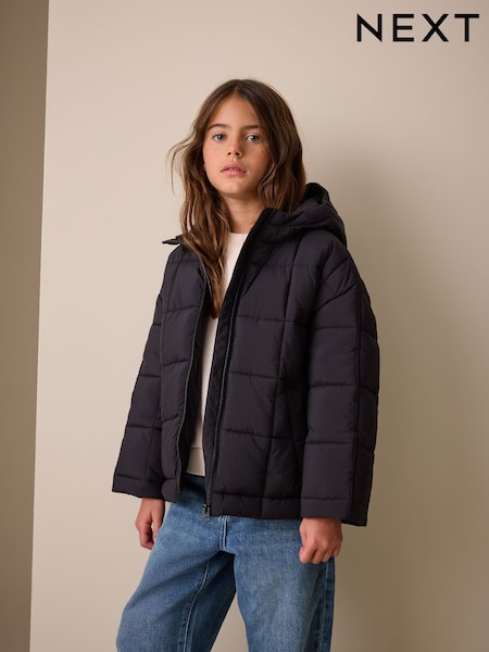 أسود - Shower Resistant Square Quilted Coat (3-16yrs) (W54185) | ‏127 د.إ.‏ - ‏ 178‏ د.إ.