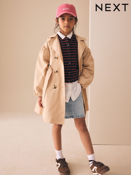 لون محايد - Skirted Trench Coat (3-16yrs) (W54189) | ‏157 د.إ.‏ - ‏ 208‏ د.إ.