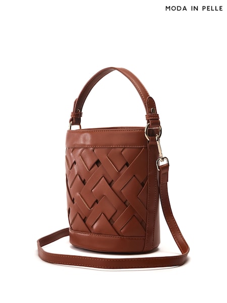 Moda in Pelle Trelly Lattice Front Brown Bucket Bag (W54213) | 98 €