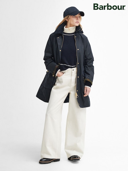 Barbour® Navy Long Beadnell Wax Jacket (W54293) | €356