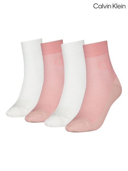Calvin Klein Pink Womens Ankle Socks 4 Pack (W54328) | €43