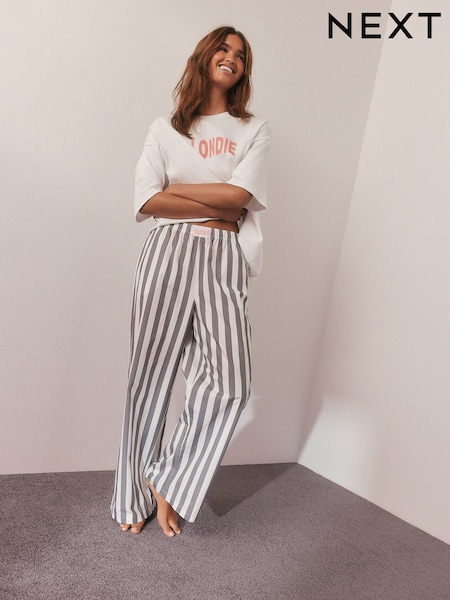 White/Blue Stripe Blondie Short Sleeve Pyjamas (W54369) | €38