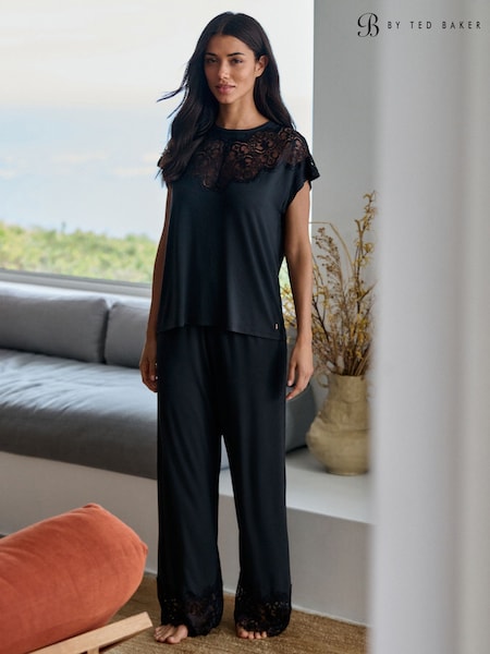 B by Ted Baker Modal Lace Trim Black Pyjamas Set (W54445) | € 76