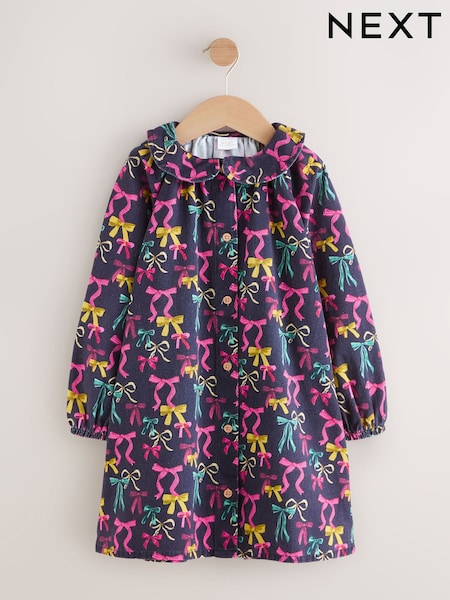 Navy Bow Print Print Shirt Dress (3mths-8yrs) (W54481) | 74 QAR - 89 QAR