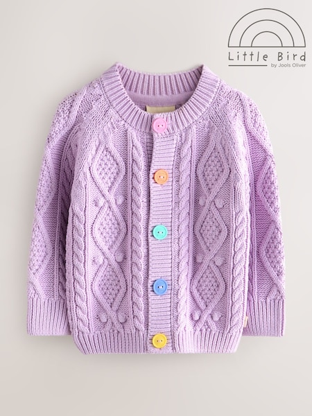 Little Bird by Jools Oliver Lilac Purple Knitted Cable Cotton Cardigan (W54575) | SGD 46 - SGD 58
