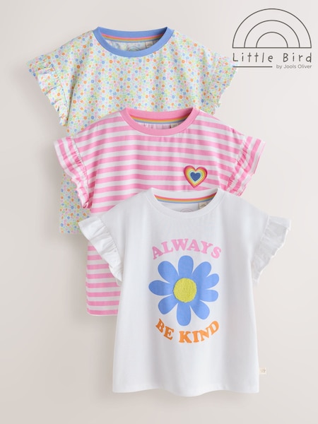 Little Bird by Jools Oliver Floral Frill Sleeve T-Shirts 3 Pack (W54583) | LEI 209 - LEI 268
