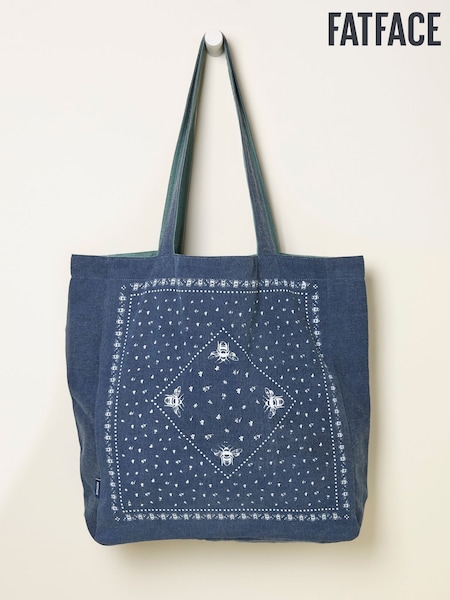 FatFace Navy Bee Bandana Print Reversible Tote Bag (W54819) | AED87