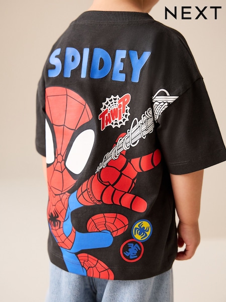 Charcoal Grey Spidey Marvel Short Sleeve Cotton T-Shirt (3mths-8yrs) (W54835) | AED46 - AED56