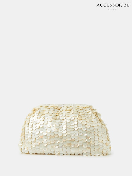 Accessorize Pearl Shell Embellished Clutch Bag (W54860) | 410 LEI