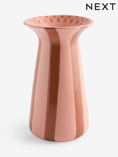 Pink Hand Painted Stripe Ceramic Vase (W54861) | AED83
