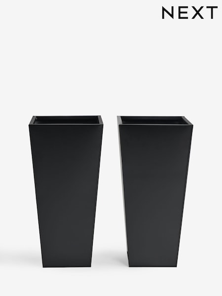 Black Set of 2 Metal Outdoor Planters (W54865) | KWD48