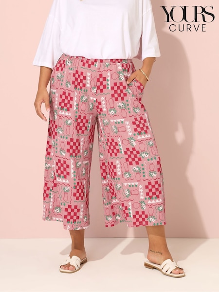 Yours Curve Pink Crinkle Midaxi Culottes (W54904) | €35