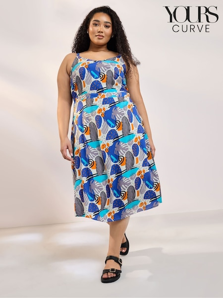 Yours Curve Blue Shirred Back Sun Dress (W54910) | €44