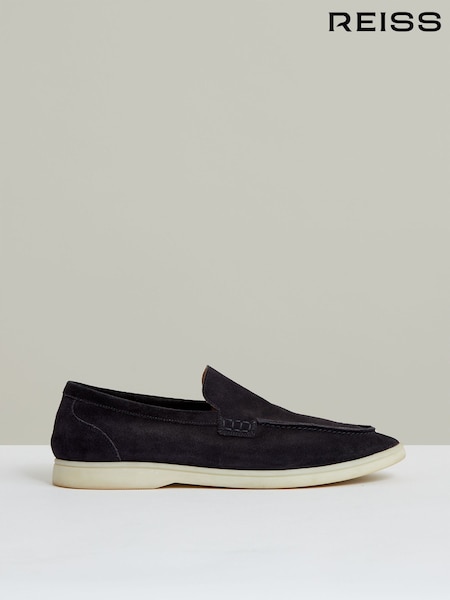 Navy - Reiss Kason Suede Slip-On Loafers (W54925) | 245 €