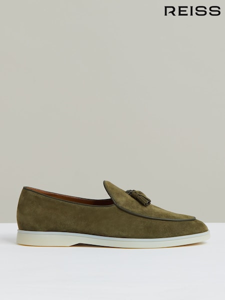 Moss verde - Reiss Harrison Suede Tassel Loafers (W54926) | 1,469 LEI