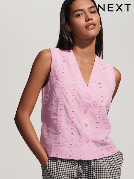 Pink Broderie Waistcoat (W54930) | €28