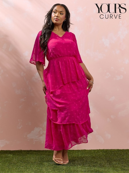 Yours Curve Frilled Maxi Dobby Dress (W55081) | 372 LEI