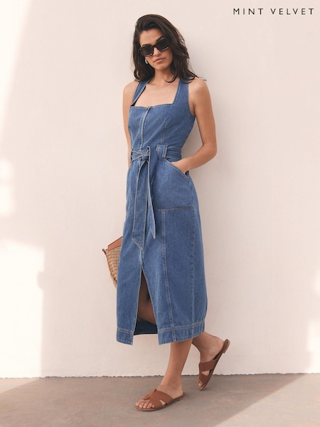 Mint Velvet Blue Denim Midi 100% Cotton Dress (W55119) | €179