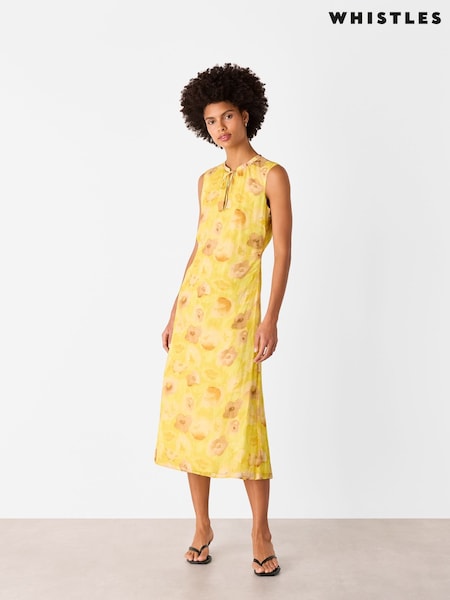 Whistles Yellow Sunshine Floral Textured Dress (W55190) | ₪950