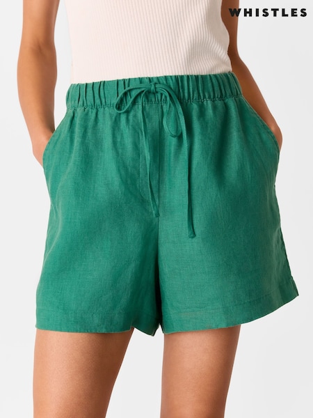 Whistles Green Linen Elasticated Shorts (W55193) | €98