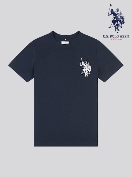 U.S. Polo Assn. Blue Boys Large Double Horsemen Graphic 100% Cotton T-Shirt (W55209) | 99 QAR - 119 QAR