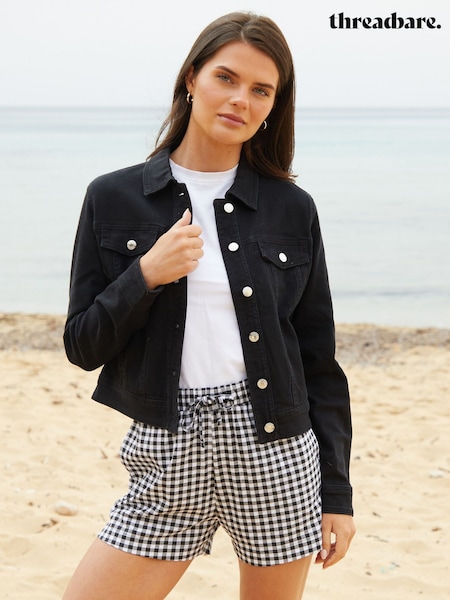 Negru - Threadbare 100% Cotton Pull On Jersey Shorts (W55238) | 209 LEI