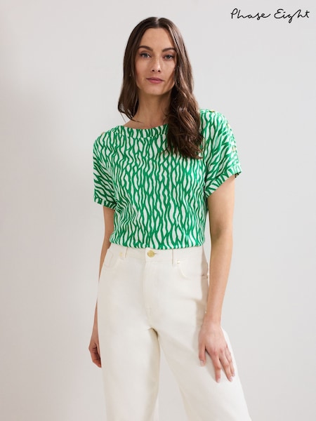 Phase Eight Green Suzie 100% Cotton Top (W55240) | ₪246