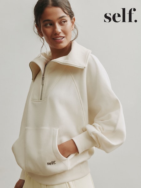 Cream - Self. Half Zip Sweatshirt