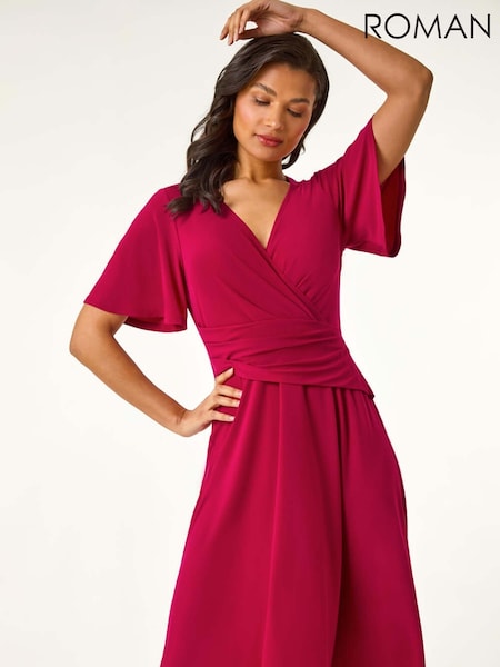 Roman Wrap Over Stretch Midi Dress (W55259) | €66