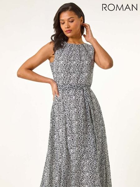 Roman White Spot Print Pleated Midi Dress (W55297) | € 86