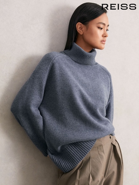 Reiss Blue Marl Brooklyn Wool-Cashmere Roll-Neck Jumper (W55353) | €195
