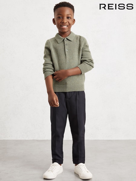 Reiss Sage Green Deansgate 3-9 yrs Wool And Cashmere Polo Jumper (W55354) | €55