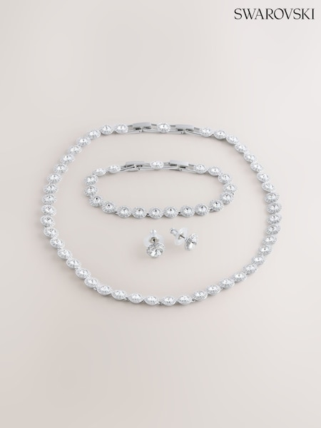 Swarovski Silver Una Round Cut Rhodium Plated Angelic Jewellery Set (W55397) | R$ 4.245