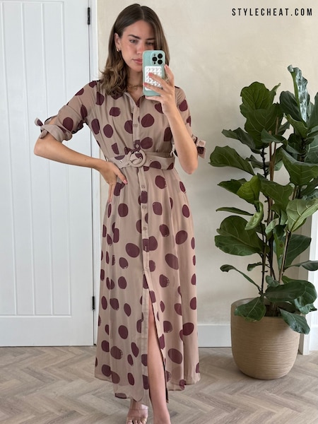 Style Cheat Brown Daphne Belted Shirt Dress (W55398) | €74