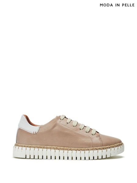 Moda in Pelle Indent Flexi White Trainers With Jute Trim (W55413) | ₪448