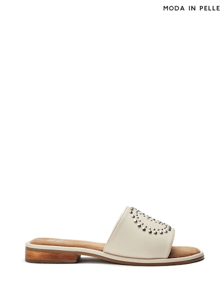 Moda in Pelle Animal Print Ferula Flat Studded Mules (W55418) | €98