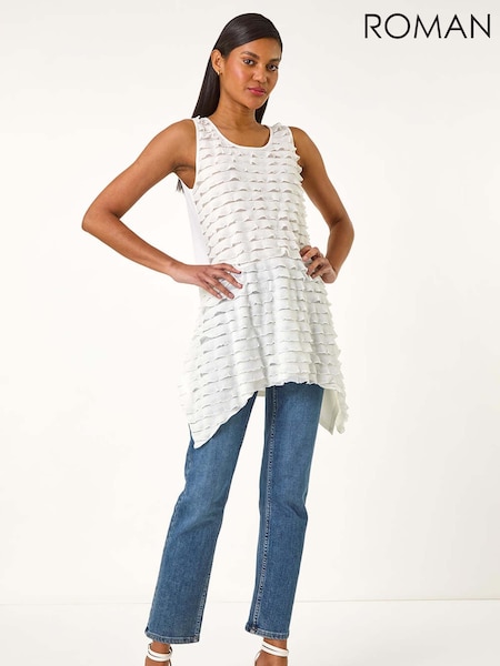Roman White Frill Detail Tunic Top (W55452) | AZN 111
