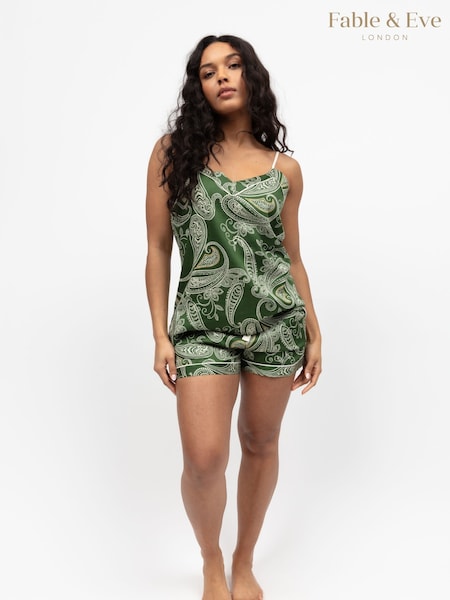 Fable and Eve Green Strappy Cami and Short Pyjamas Set (W55489) | €82