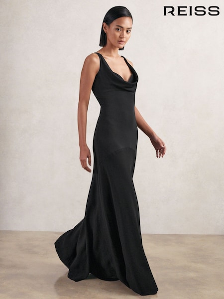 Reiss Black Vanessa Cowl-Neck Sleeveless Maxi Dress (W55527) | AED1,858