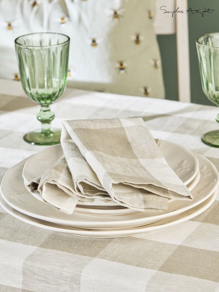 Sophie Allport Set of 4 Stone Linen Gingham Napkins (W55562) | AZN 95