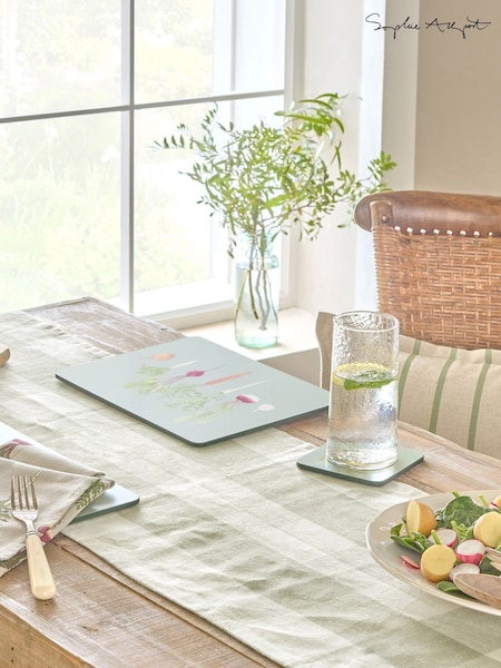 Sophie Allport Sage Green Linen Gingham Table Runner (W55579) | AZN 118