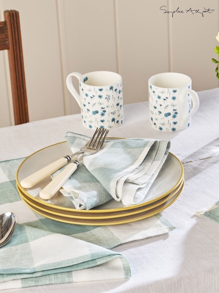Sophie Allport Set of 4 Light Teal Linen Gingham Napkins (W55585) | AZN 95