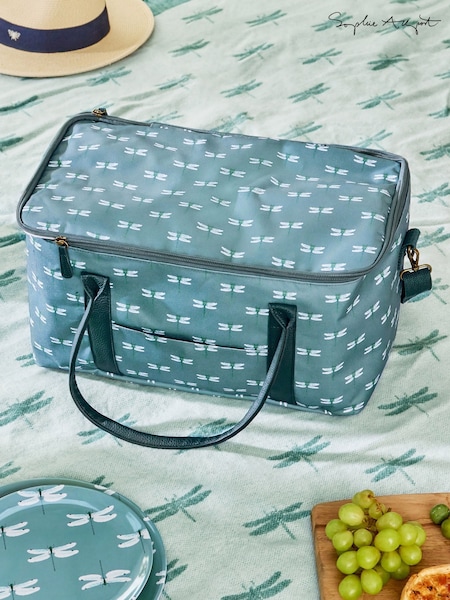 Sophie Allport Grey Blue Dragonfly Print Pocket Picnic Bag (W55586) | €68