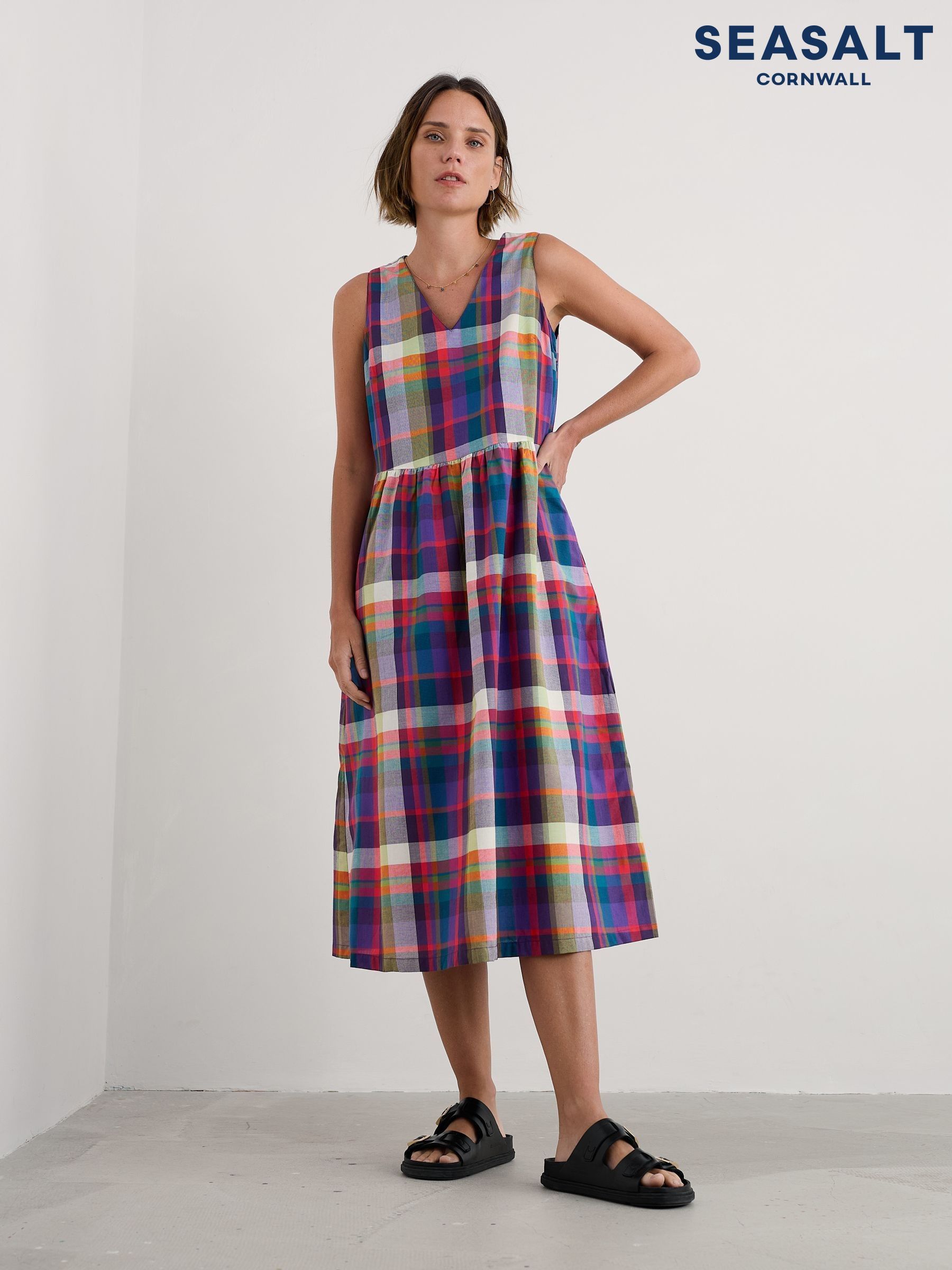 Buy Women's Dresses Midi Check Online | Next Qatar