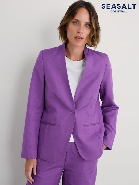 Seasalt Cornwall Purple Quintet Linen Blend Blazer (W55630) | ₪603
