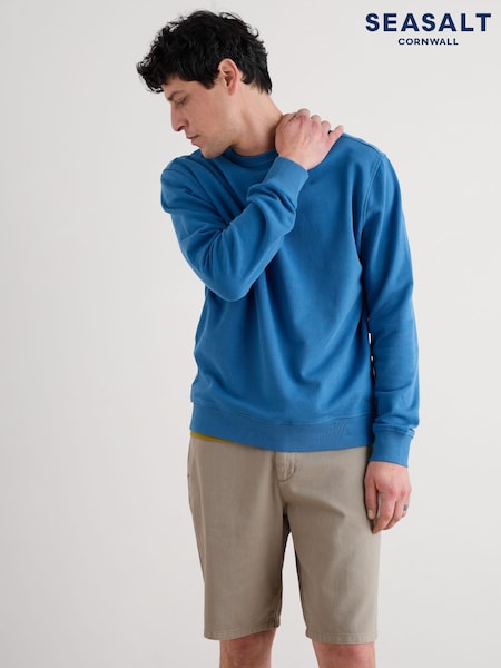 Seasalt Cornwall Blue Mens Bolitho 100% Cotton Sweatshirt (W55634) | €90