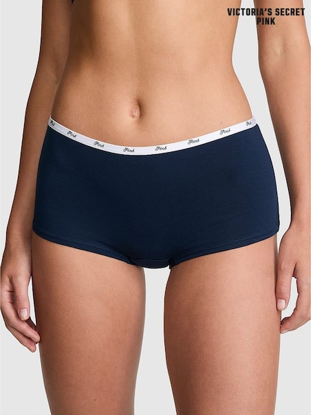 Victoria's Secret PINK Noir Navy Blue Short Cotton Mini Logo Knickers (W55724) | €13