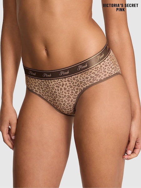 Victoria's Secret PINK Brown Leopard Print Hipster Cotton Logo Knickers (W55740) | €13