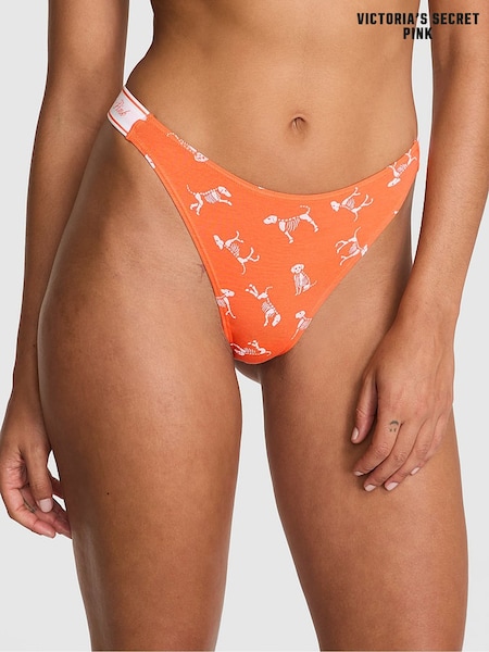 Victoria's Secret PINK Black Skeleton Dog Print Thong Cotton Logo Knickers (W55741) | €13
