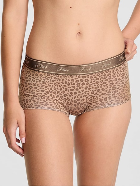 Victoria's Secret PINK Brown Leopard Print High Waist Cotton Logo Knickers (W55744) | €13